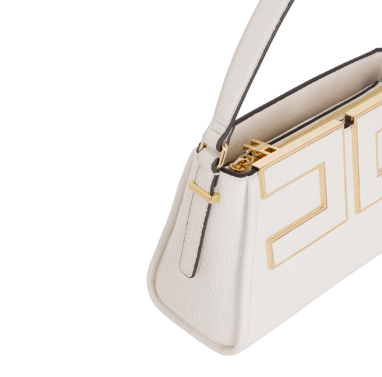 Elisabetta Franchi borsa in ecopelle con logo bianco latte BS36A56E2 DZ9 ELISABETTA FRANCHI