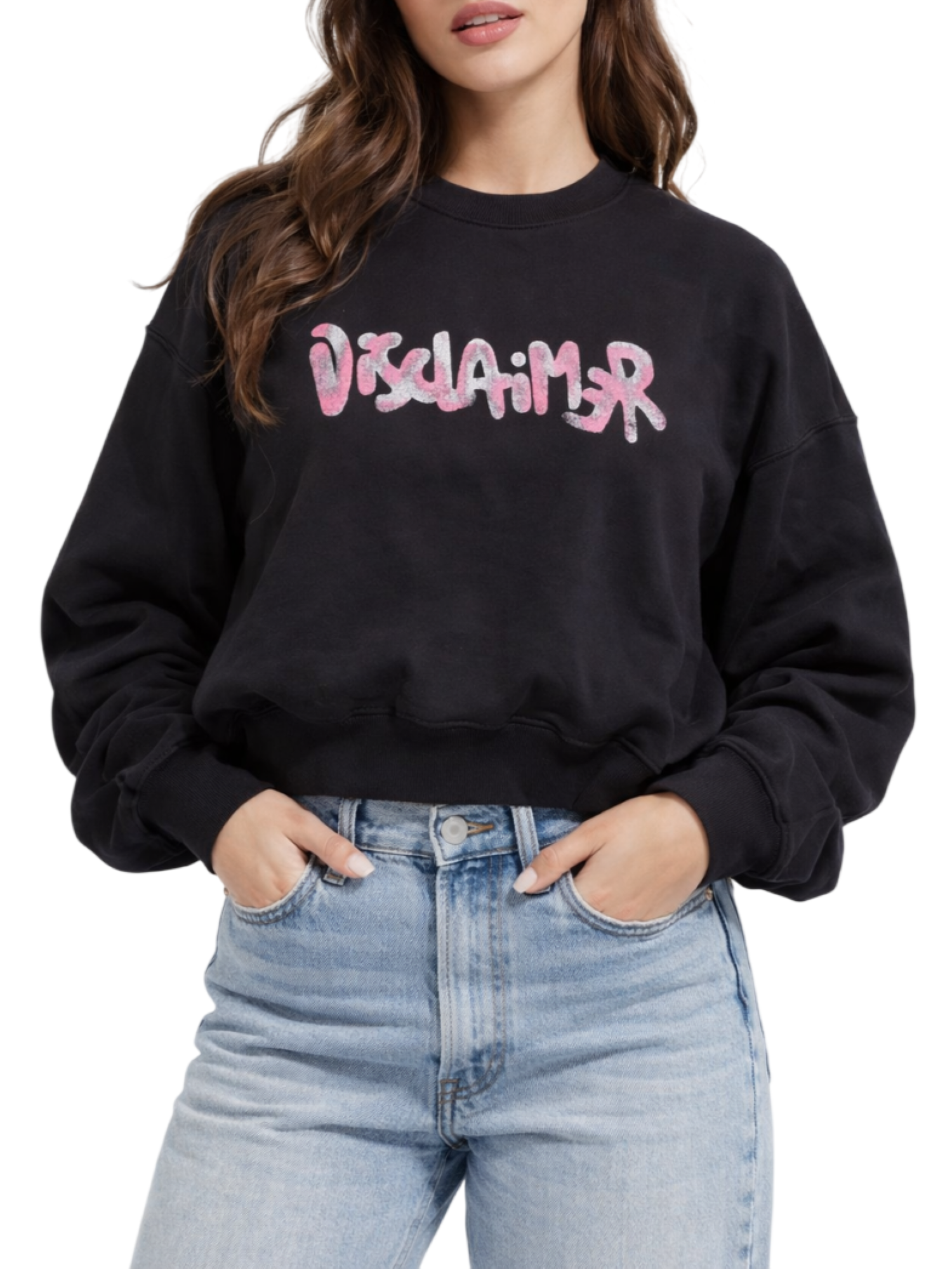 Disclaimer felpa donna con logo glitter nero 55602 NERO DISCLAIMER