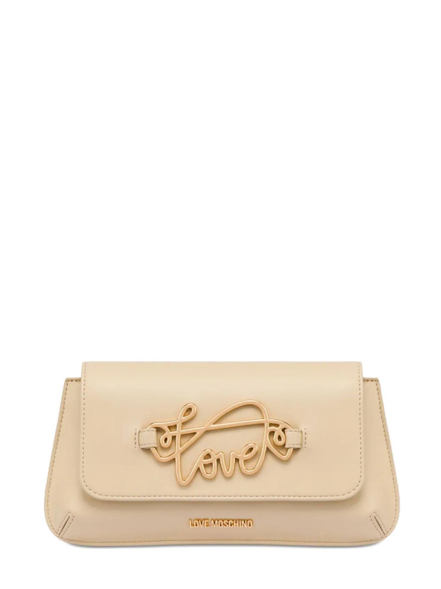Love Moschino pochette in ecopelle con tracolla placca logo beige JC4266PP0M-KG0 104 MOSCHINO LOVE