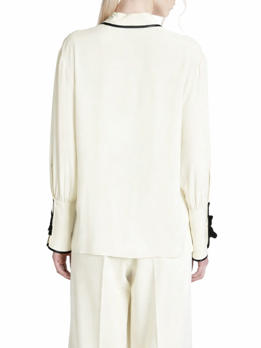 Simona Corsellini camicia misto seta con dettagli in contrasto avorio P26CPCA01301 0359 SIMONA CORSELLINI