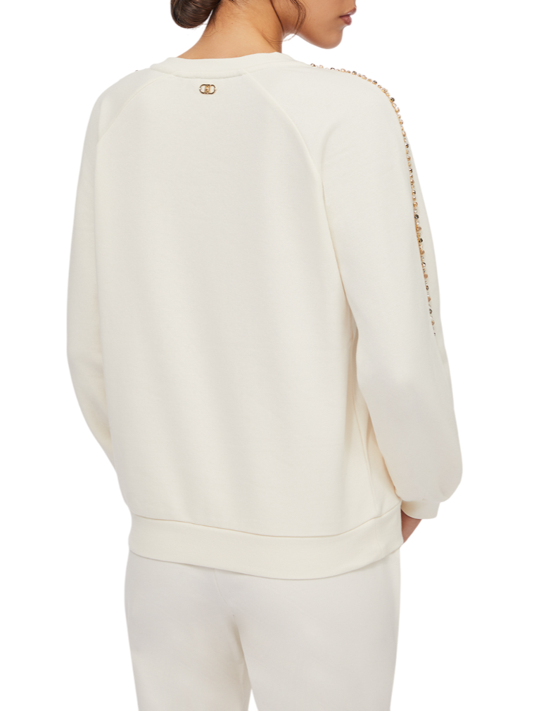 Liu Jo felpa donna con applicazioni gioiello panna TF5114FS321 10103 LIU JO