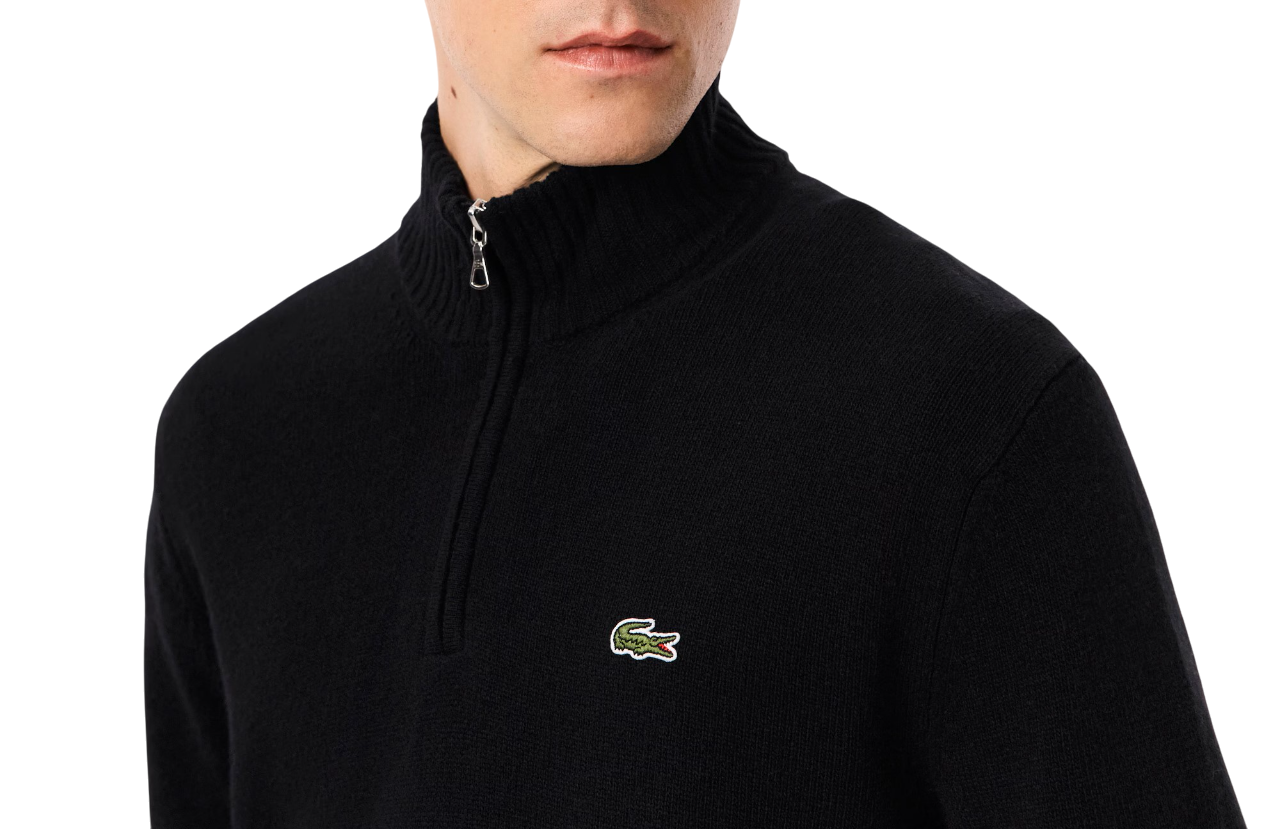 Lacoste maglia uomo in lana con zip nero AH3052 031 LACOSTE