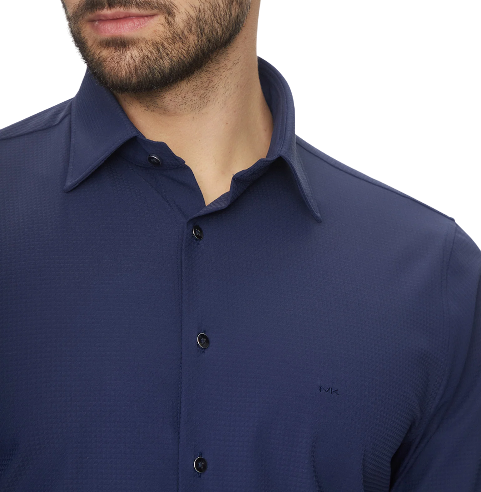 Michael Kors camicia manica lunga Perfermance in micro fantasia blu MK0DS01531 M411 MICHAEL KORS