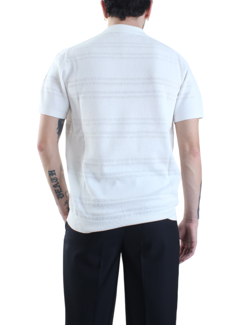 Opificio 4.0 polo manica corta in maglia traforata bianco latte 651113 OFF WHITE Opificio 4.0