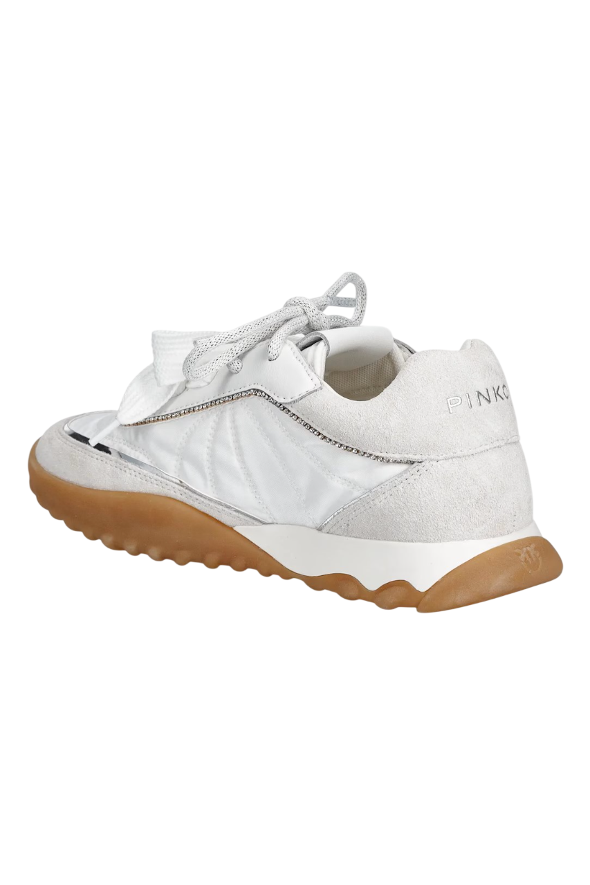 Pinko sneakers Gea doppi lacci con strass bianco SS0179P076 Z1B PINKO