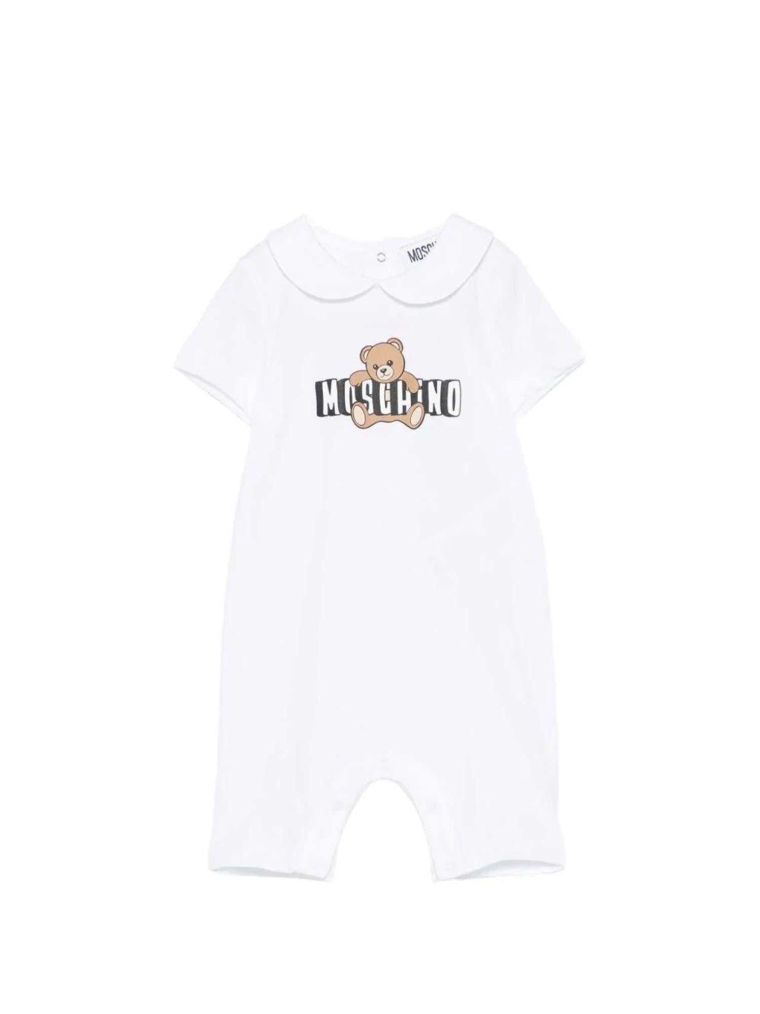 Moschino pagliaccetto neonata manica corta bianco MNY03Y-LAA03 10101 MOSCHINO