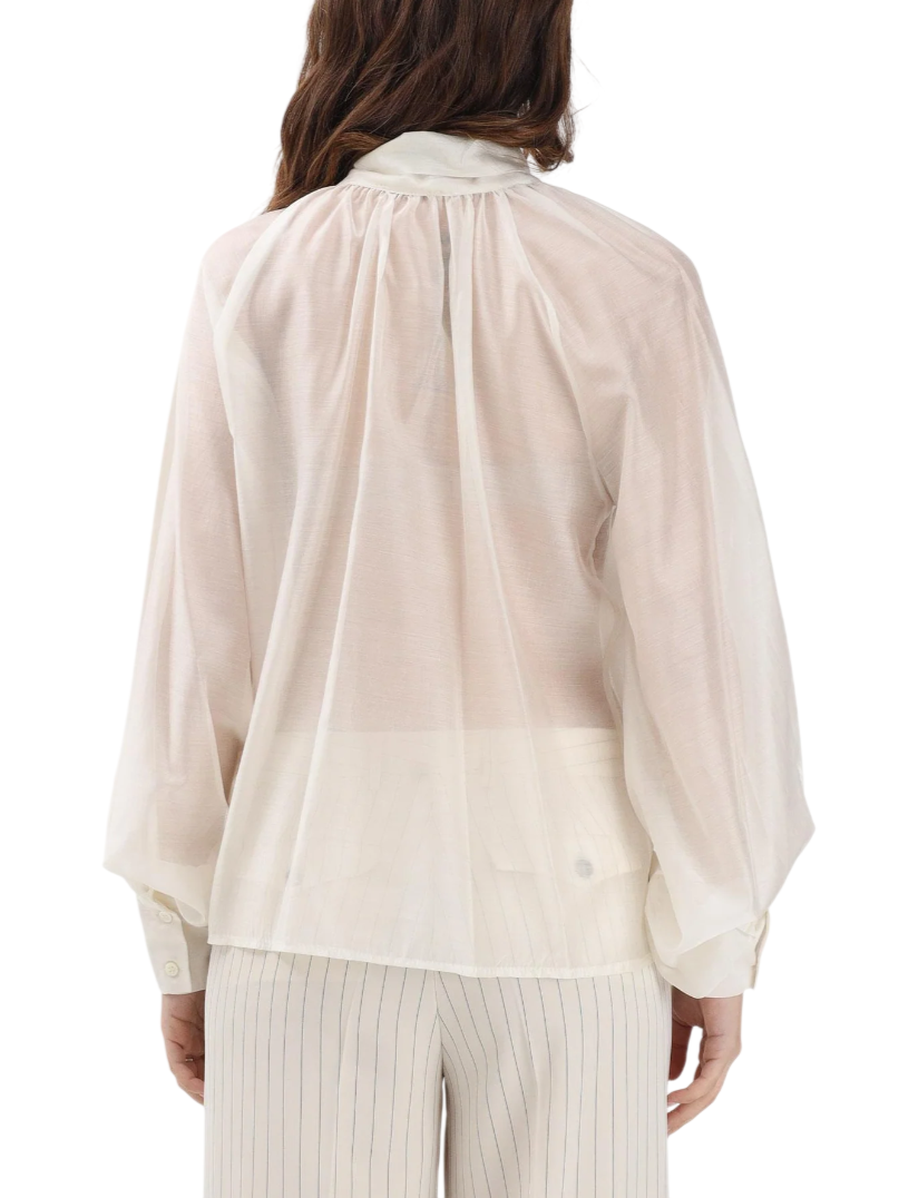 Vicolo blusa con fusciacca con trasparenze bianco latte TAB0210 BIANCO VICOLO