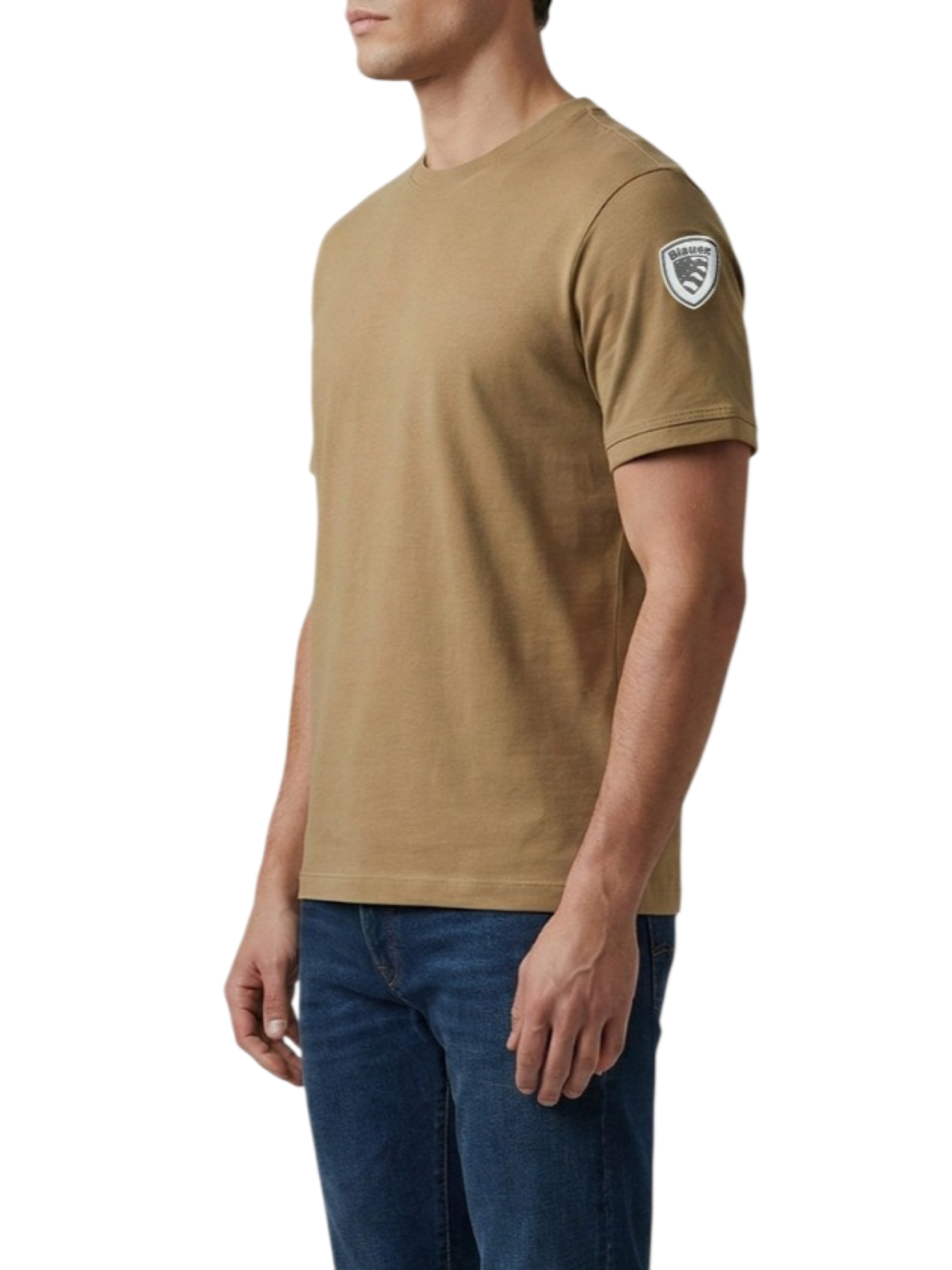 Blauer T-shirt uomo con patch logato marrone 26SBLUH02068-007439 340 BLAUER