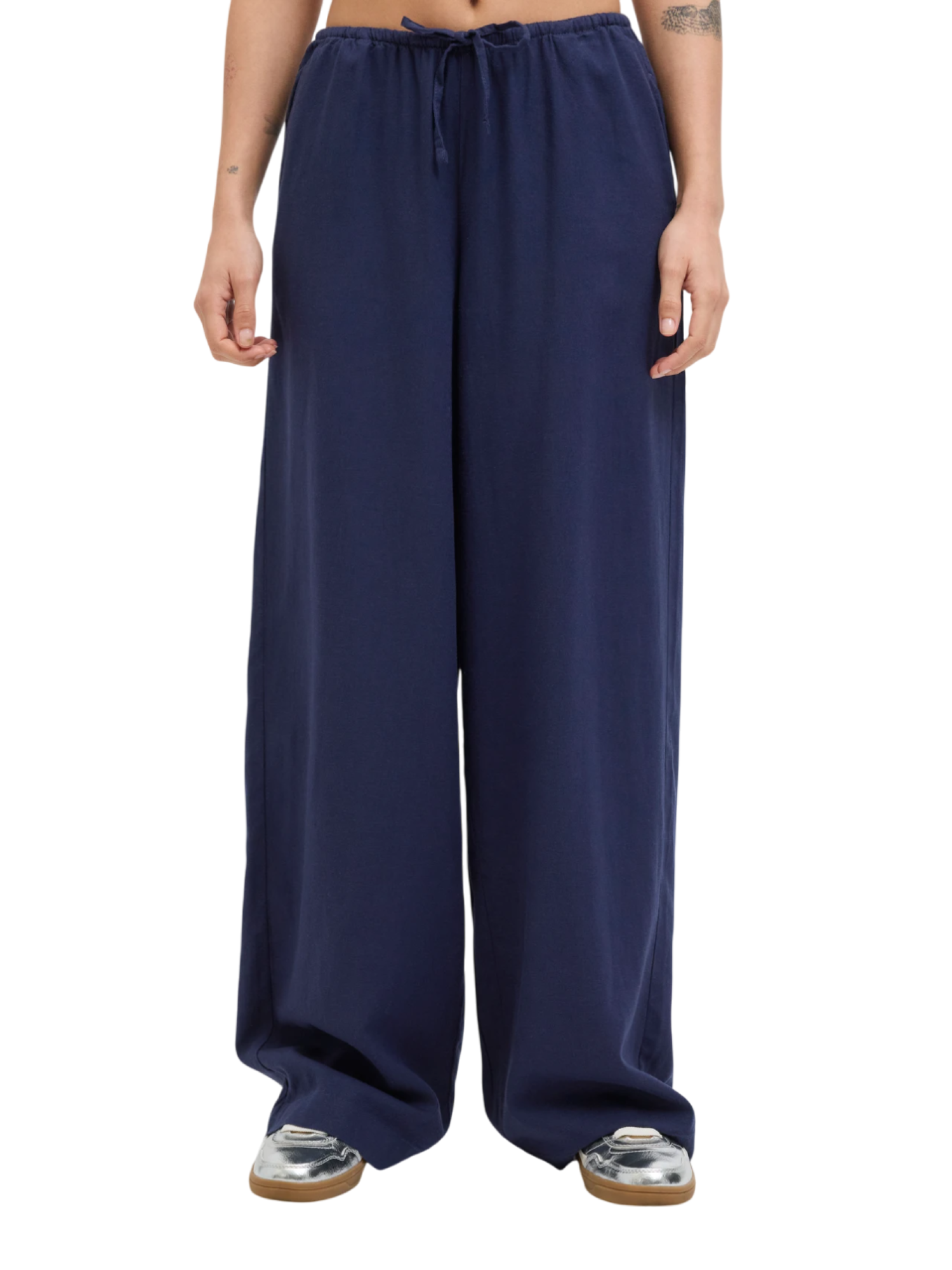Jjxx pantaloni palazzo in misto lino blu 12269769 PEACOAT JJXX