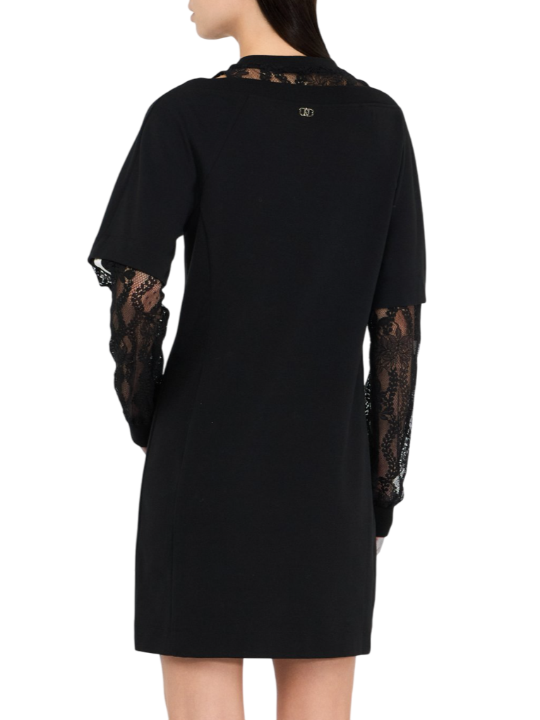 Liu Jo abito in felpa con pizzo nero TF5014J4523 03N66 LIU JO