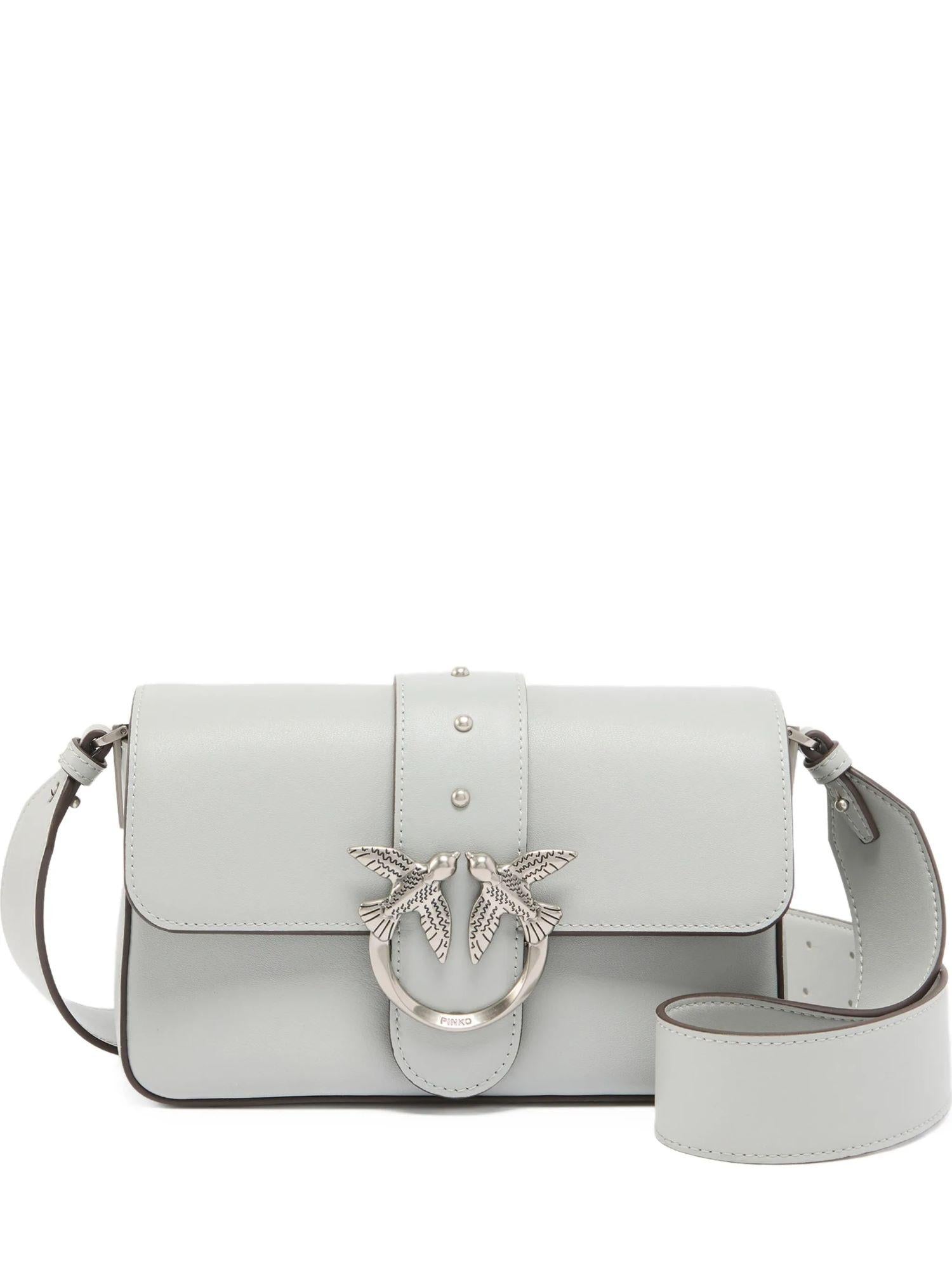 Pinko borsa Love Bag One Mini Slouchy in pelle grigio perla argento 104340-A0QO K32O PINKO
