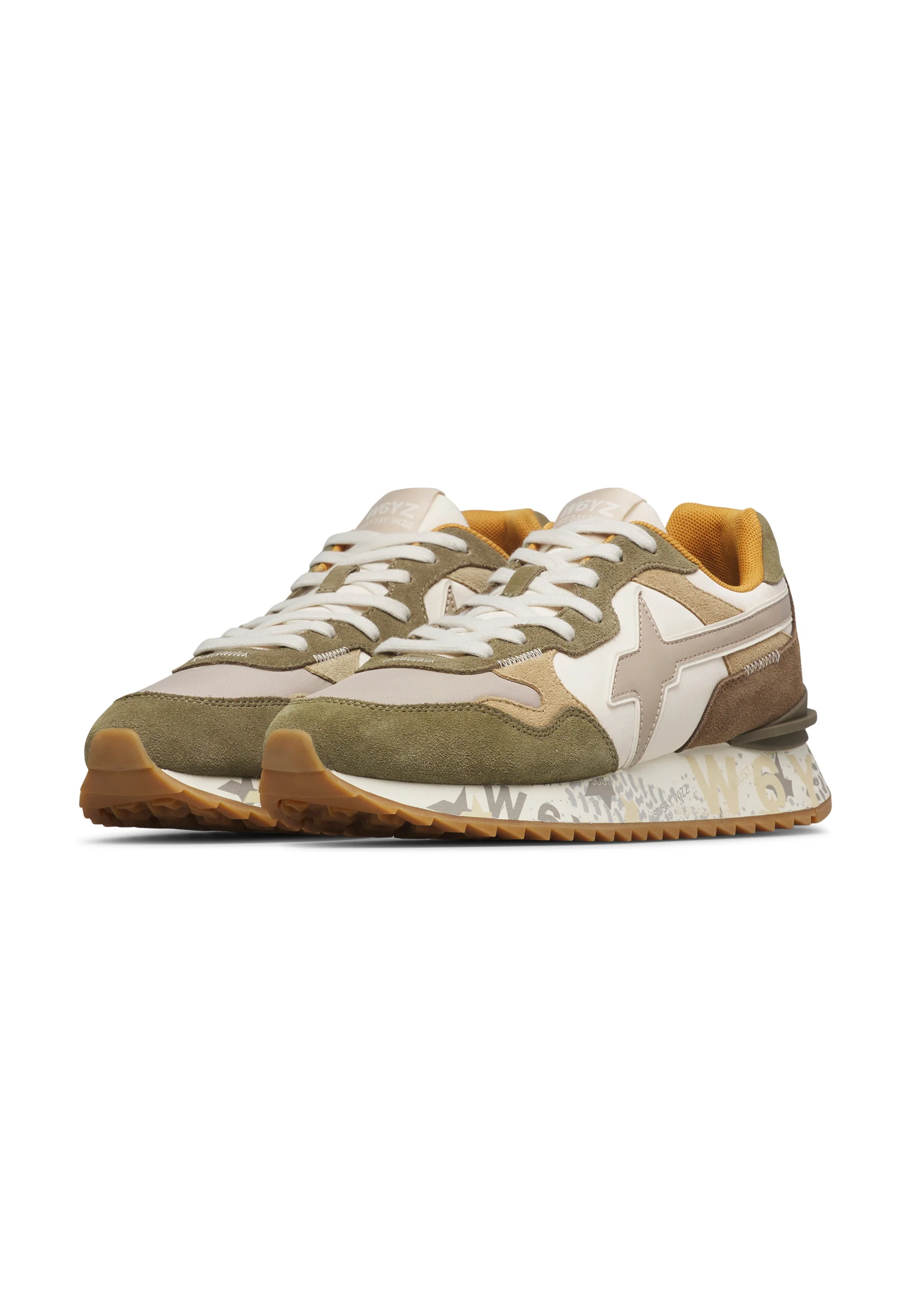 W6yz sneakers uomo Yak in suede e tessuto tecnico verde tortora 201518548 2F12 W6YZ