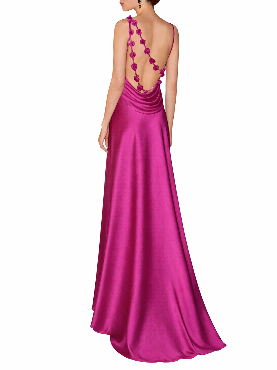 Dani's Party Rosa Clarà abito cerimonia satin con fiori magenta 18220STA00 510-BUGANVILLA DANI'S PARTY