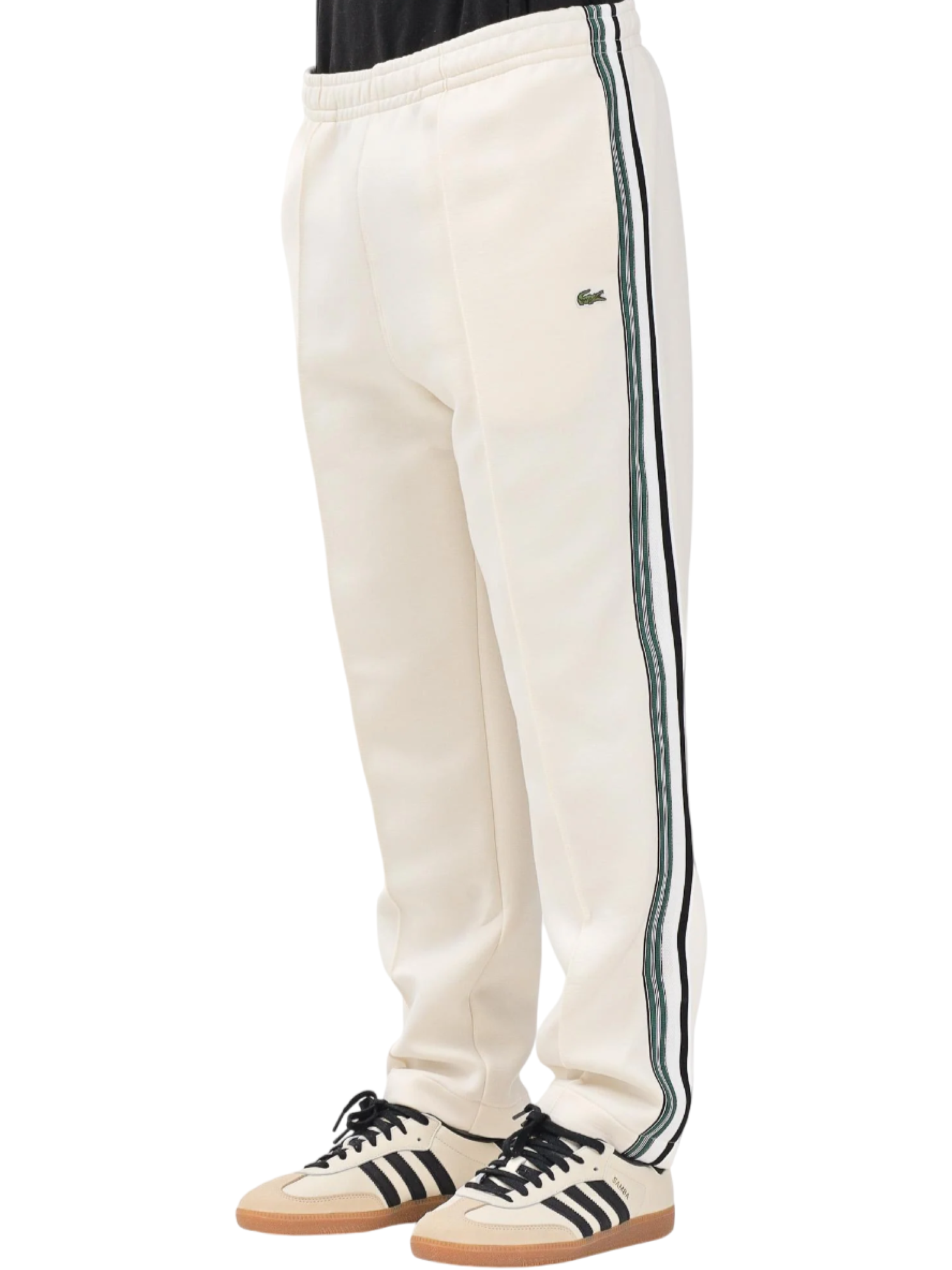 Lacoste pantaloni joggers con bande laterali panna XH5824 XFJ LACOSTE