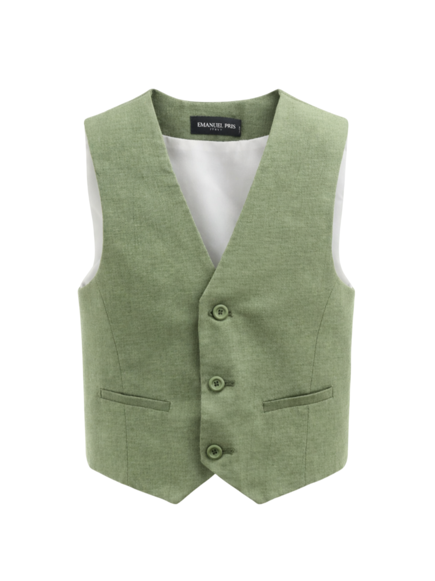 Emanuel Pris gilet bambino misto lino verde EPC2206B VERDE EMANUEL PRIS