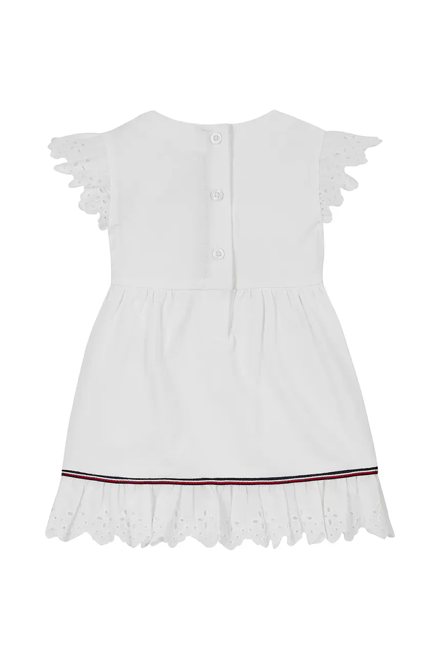Tommy Hilfiger abito manica corta con pizzo Sangallo bianco KN0KN02046 YBR Tommy Hilfiger