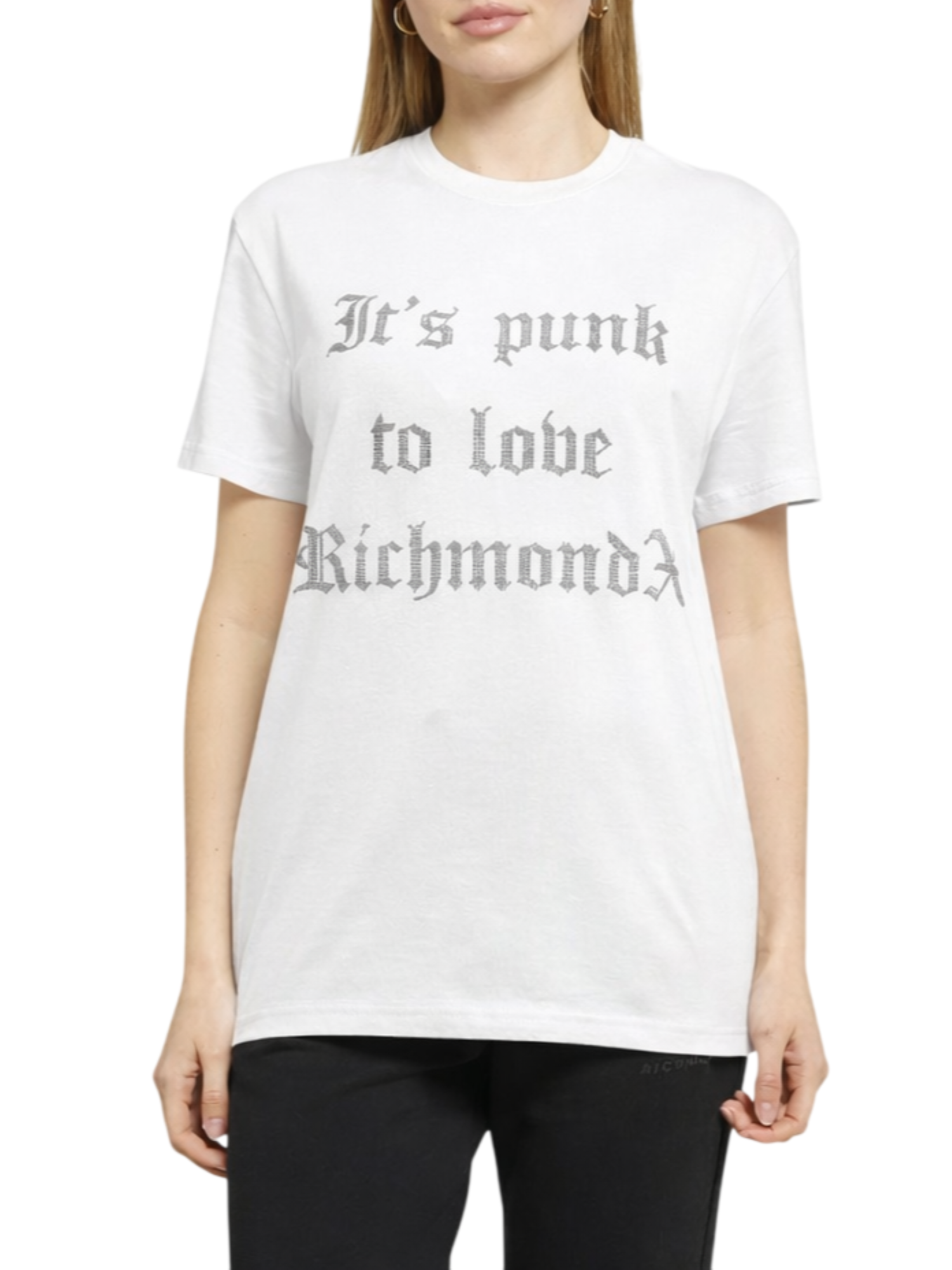 John Richmond T-shirt donna con scritta strass bianco UWP26138TS WHITE John RICHMOND