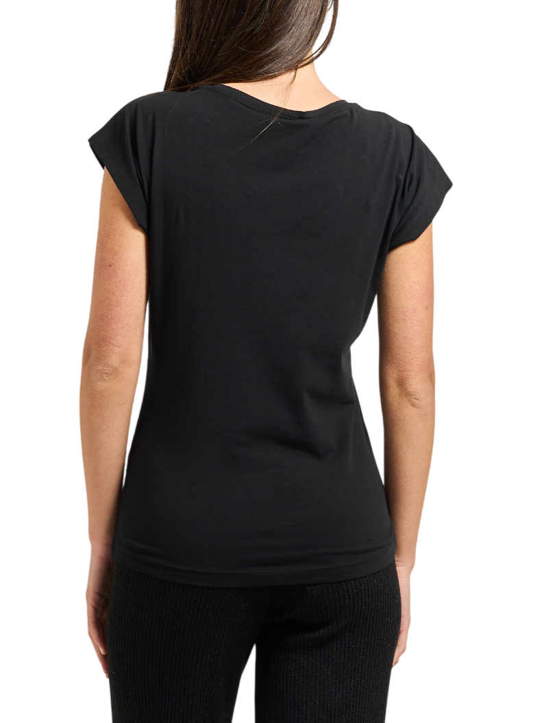 Yes Zee T-shirt manica corta con strass nero T275-S700 0801 YES-ZEE