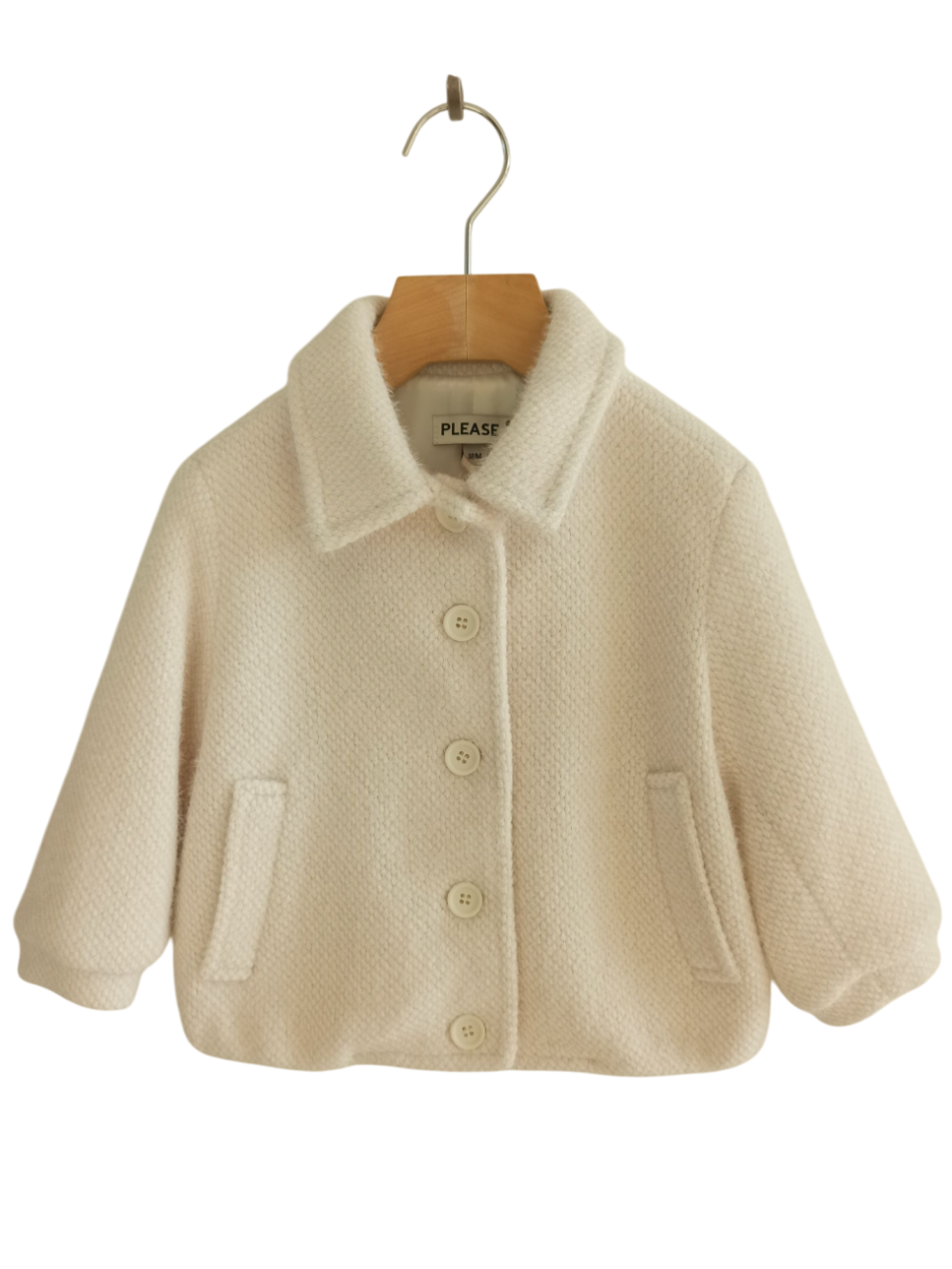 Please giubbino bambina in tessuto fluffy avorio JB60120G77 1134 PLEASE KID