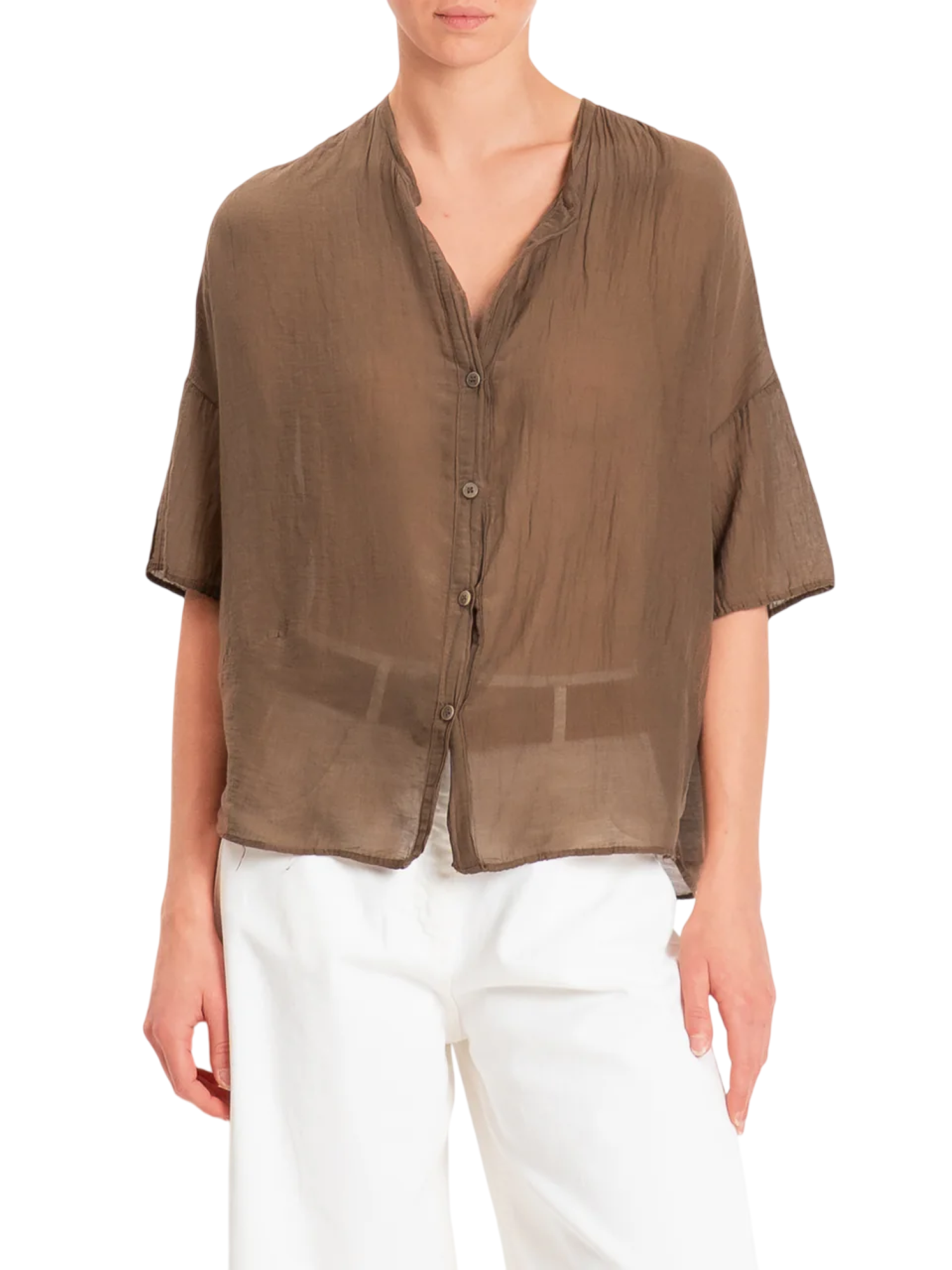 Vicolo camicia donna misto seta marrone TAB0670 CIOCCOLATO VICOLO