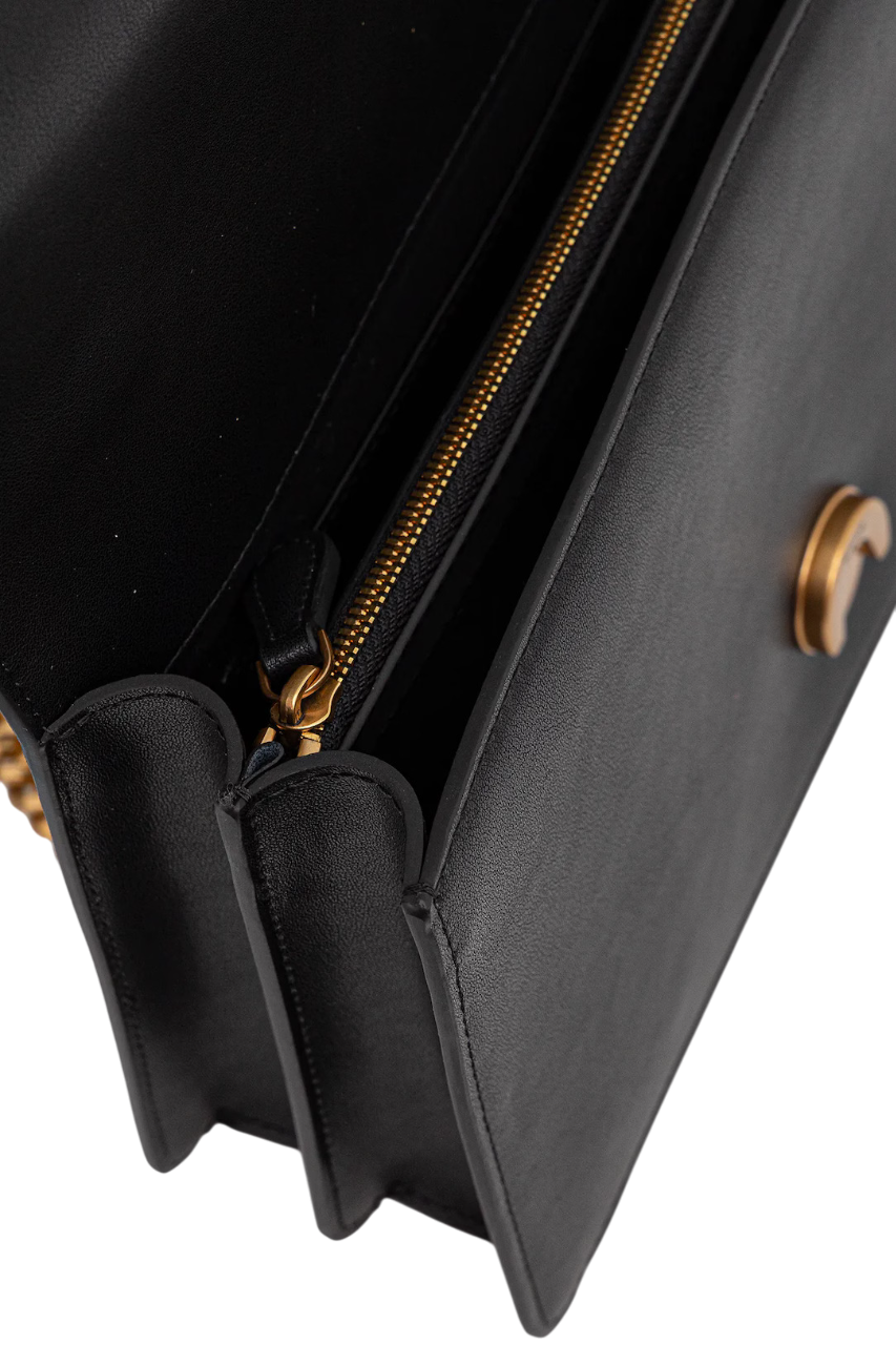 Pinko borsa a tracolla Love One Classic in pelle nero oro 105857-A0F1 Z99Q PINKO