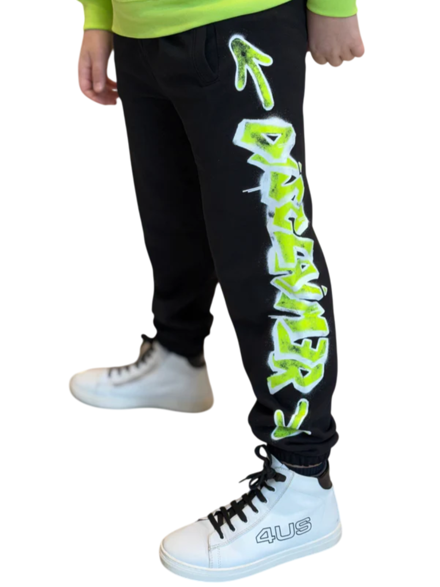 Disclaimer pantaloni joggers in felpa nero verde 58401 NERO-ST.GIALLO FLUO DISCLAIMER