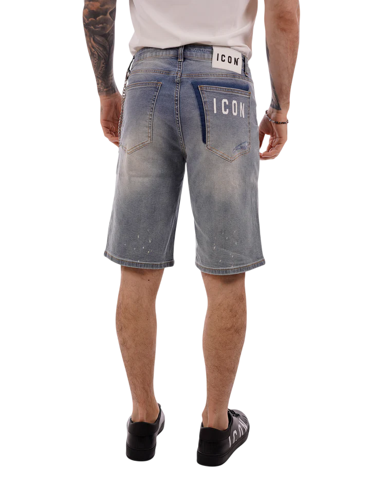 Icon bermuda in denim uomo lavaggio blu IUD008 LIGHT BLUE ICON