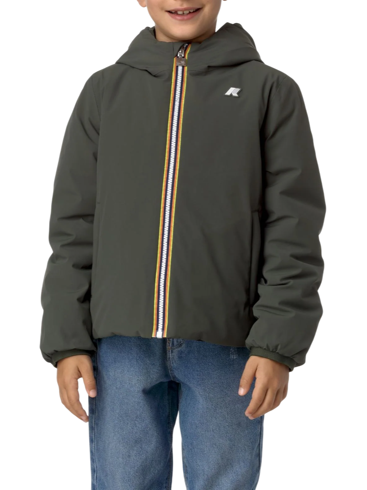 K-Way piumino reversibile p.jack verde nero K71337W AGQ K-WAY