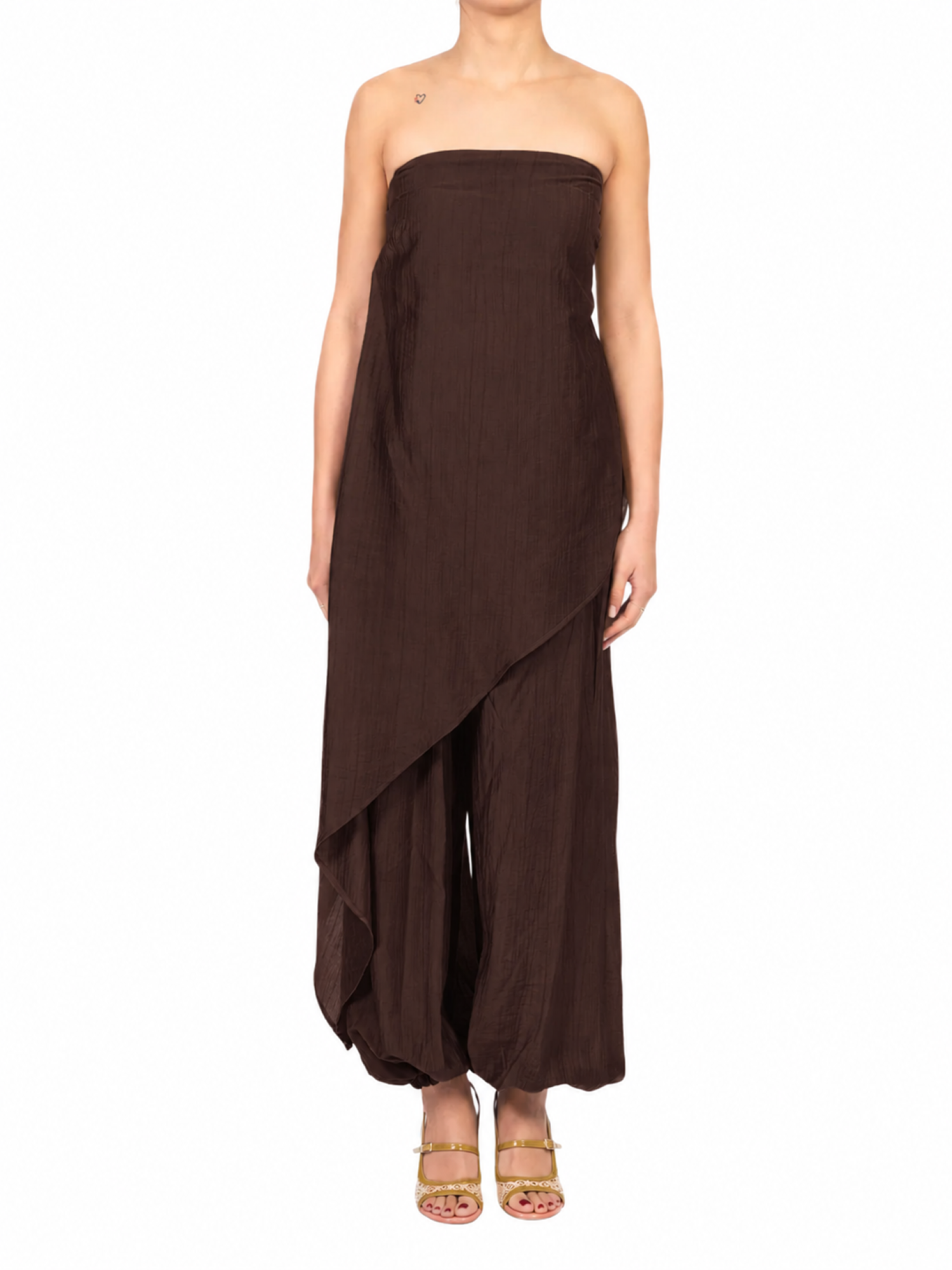 Vicolo top asimmetrico a fascia donna marrone TAB2268 MORO VICOLO