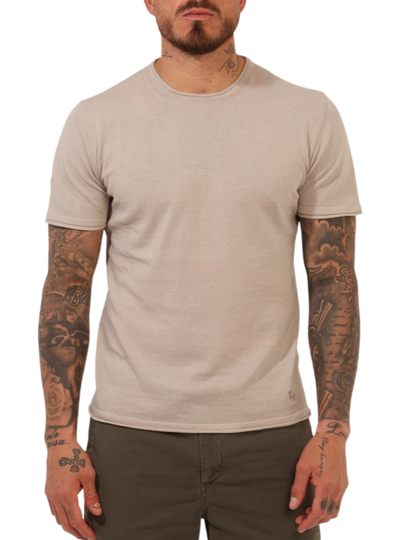 Yes Zee maglia uomo in cotone beige M716-DH00 0222 YES-ZEE