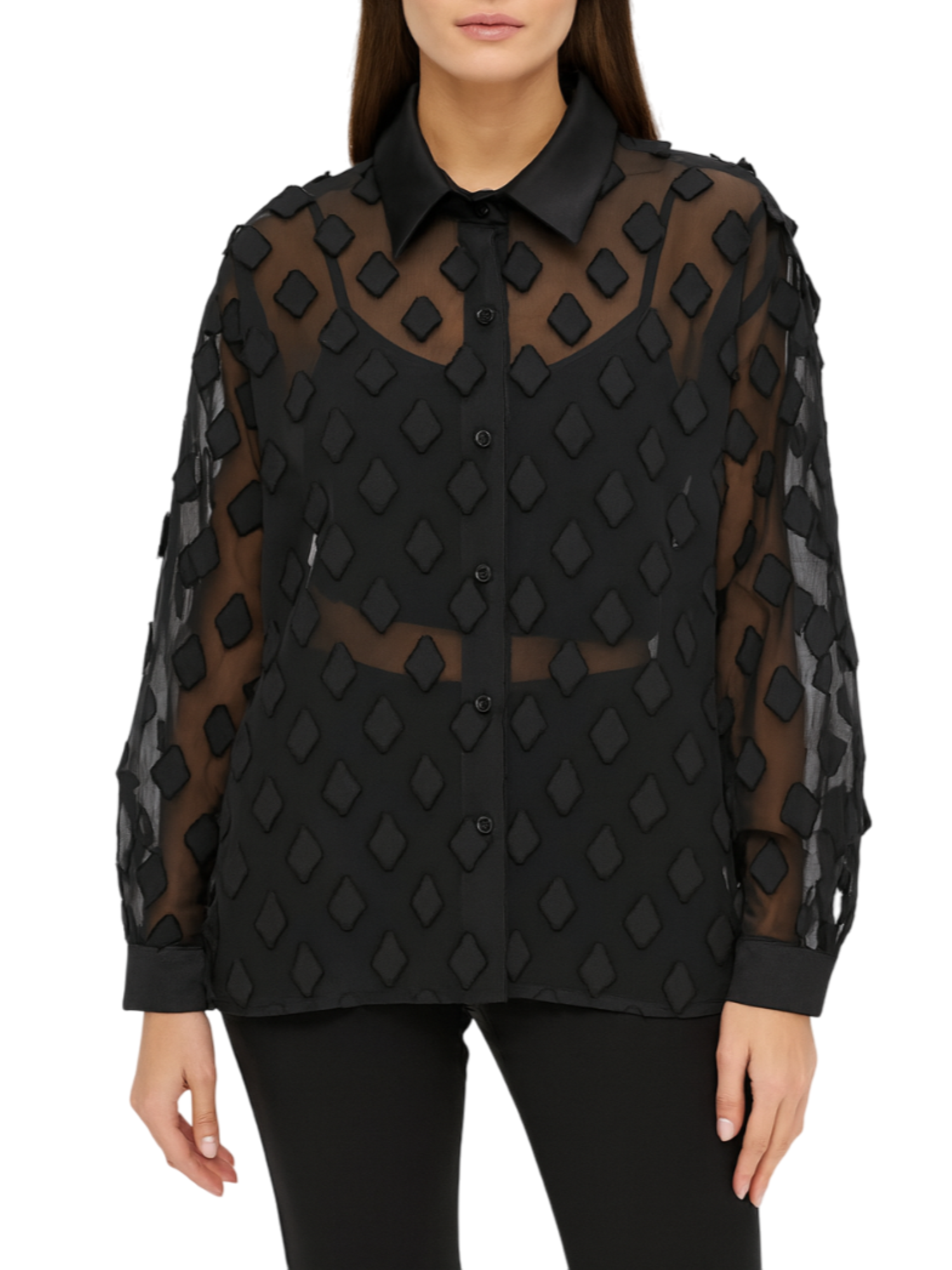 Lola by Sandro Ferrone camicia in georgette nero L24YBFVALERIANA NERO Lola BY S.FERRONE