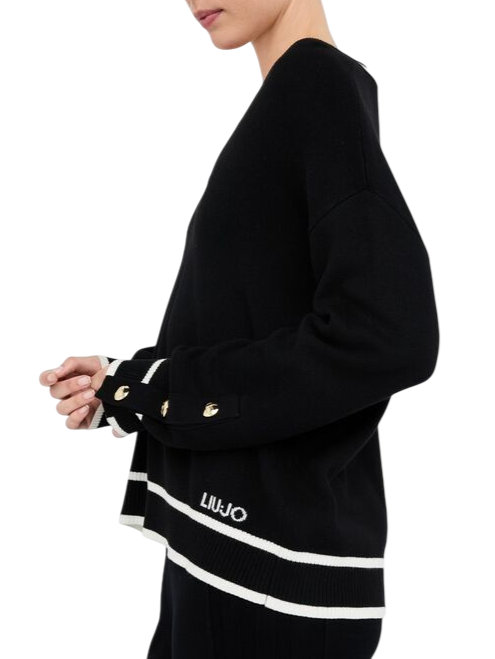 Liu Jo maglia donna scollo a V nero TF5229MS59L 03N66 LIU JO