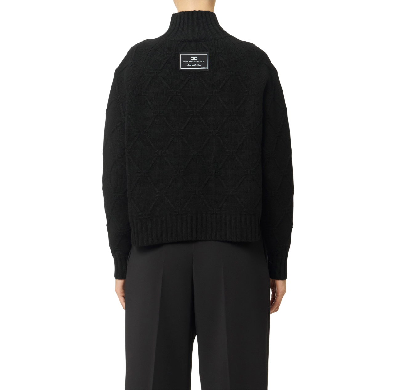 Elisabetta Franchi maglia dolcevita misto cashmere nero MK55T57E2 110 ELISABETTA FRANCHI