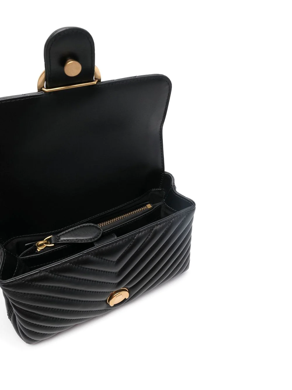 Pinko borsa Love Bag Lady Puff Mini in pelle chevron nero oro 100044-A0GK Z99Q PINKO