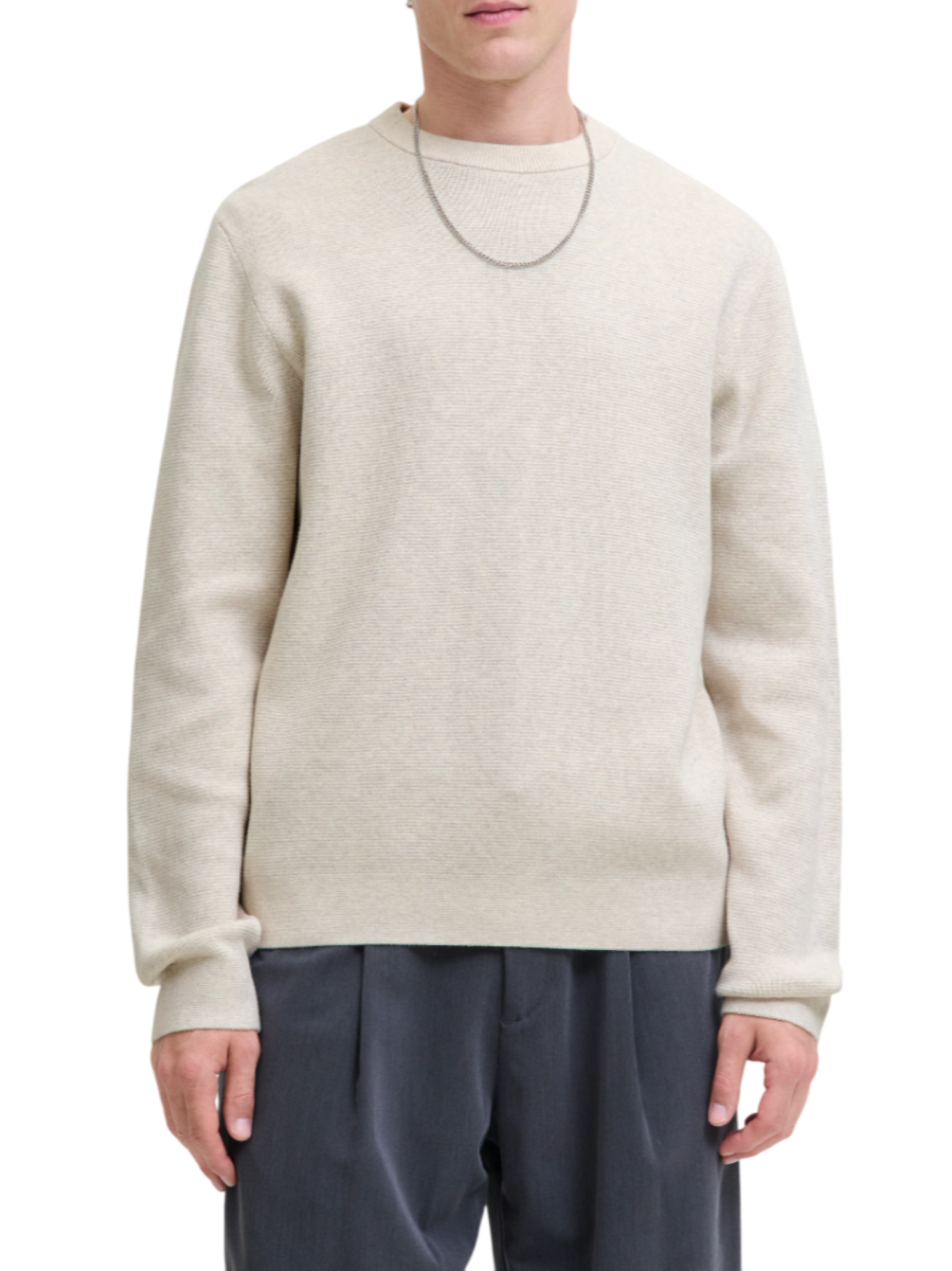 Jack&Jones maglia uomo in cotone beige chiaro 12259666 CLOUD DANCER-MELANGE JACK&JONES