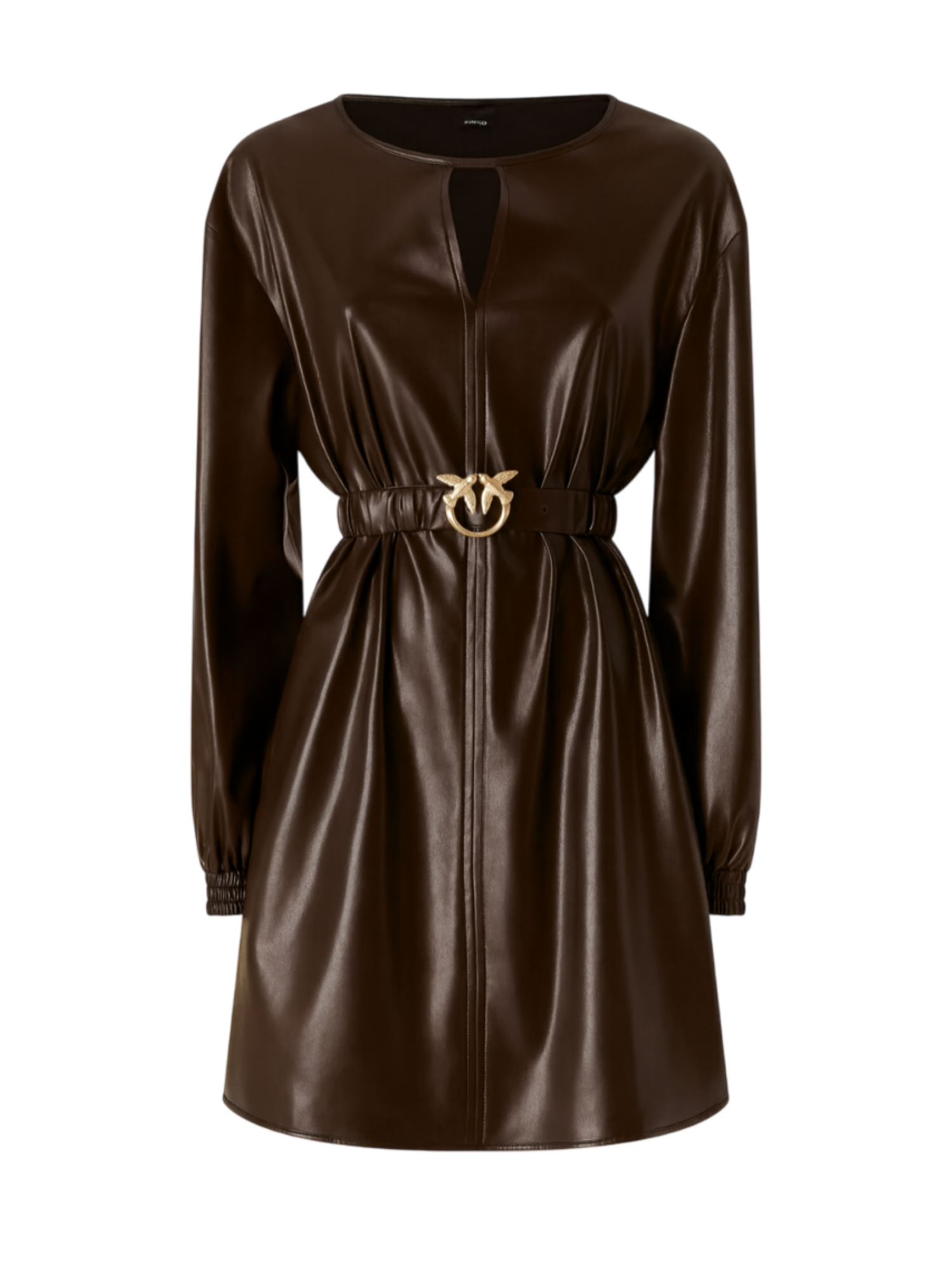 Pinko abito Sfumato in ecopelle con cinta marrone 105587-A2P4 M22 PINKO