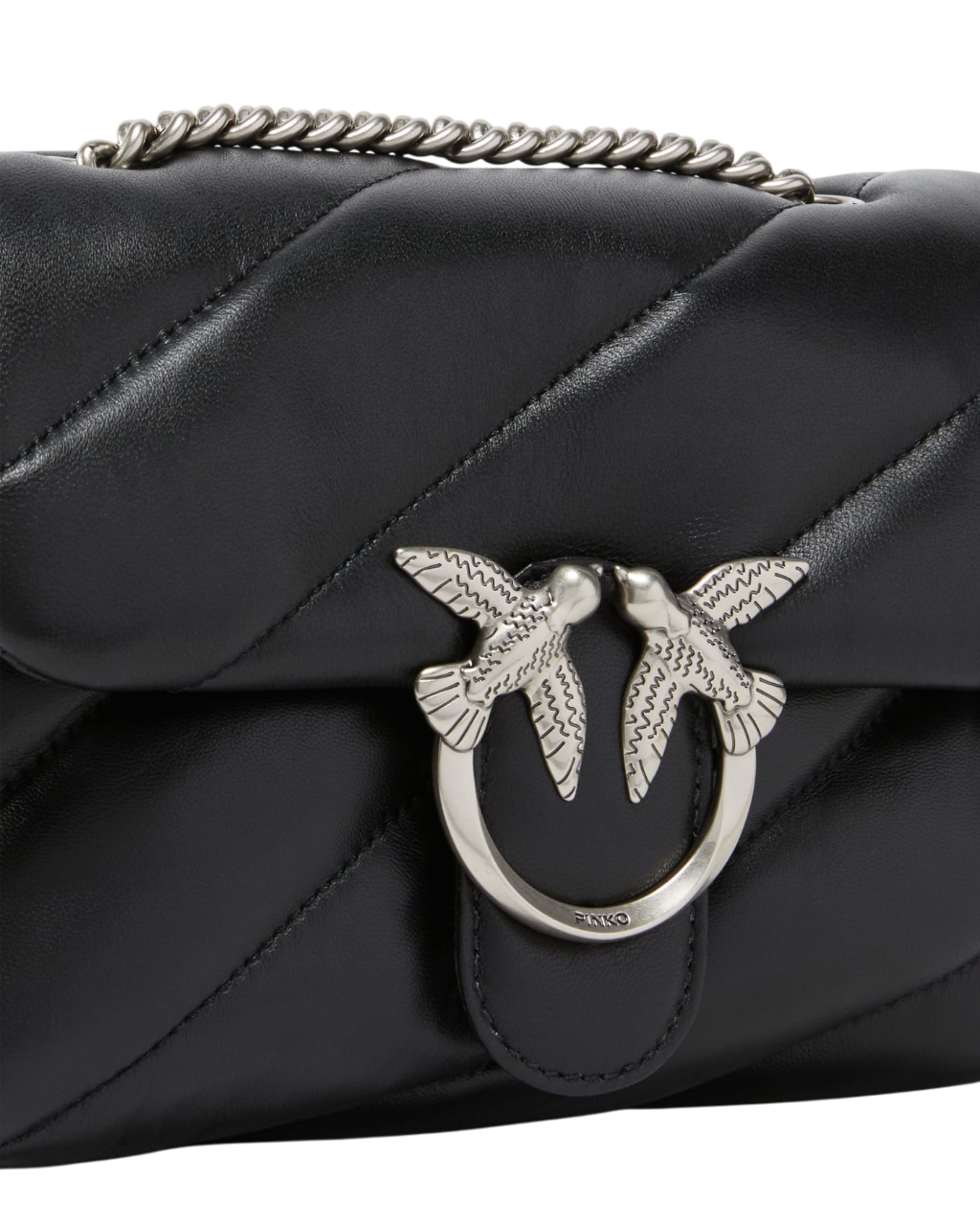 Pinko borsa Love Bag Mini Puff in pelle trapuntata nero argento 100039-A0F2 Z99O PINKO