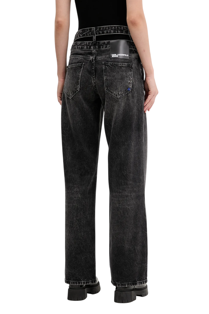 Karl Lagerfeld Jeans jeans gamba larga con cut out nero A4W10047 1BJ KARL LAGERFELD
