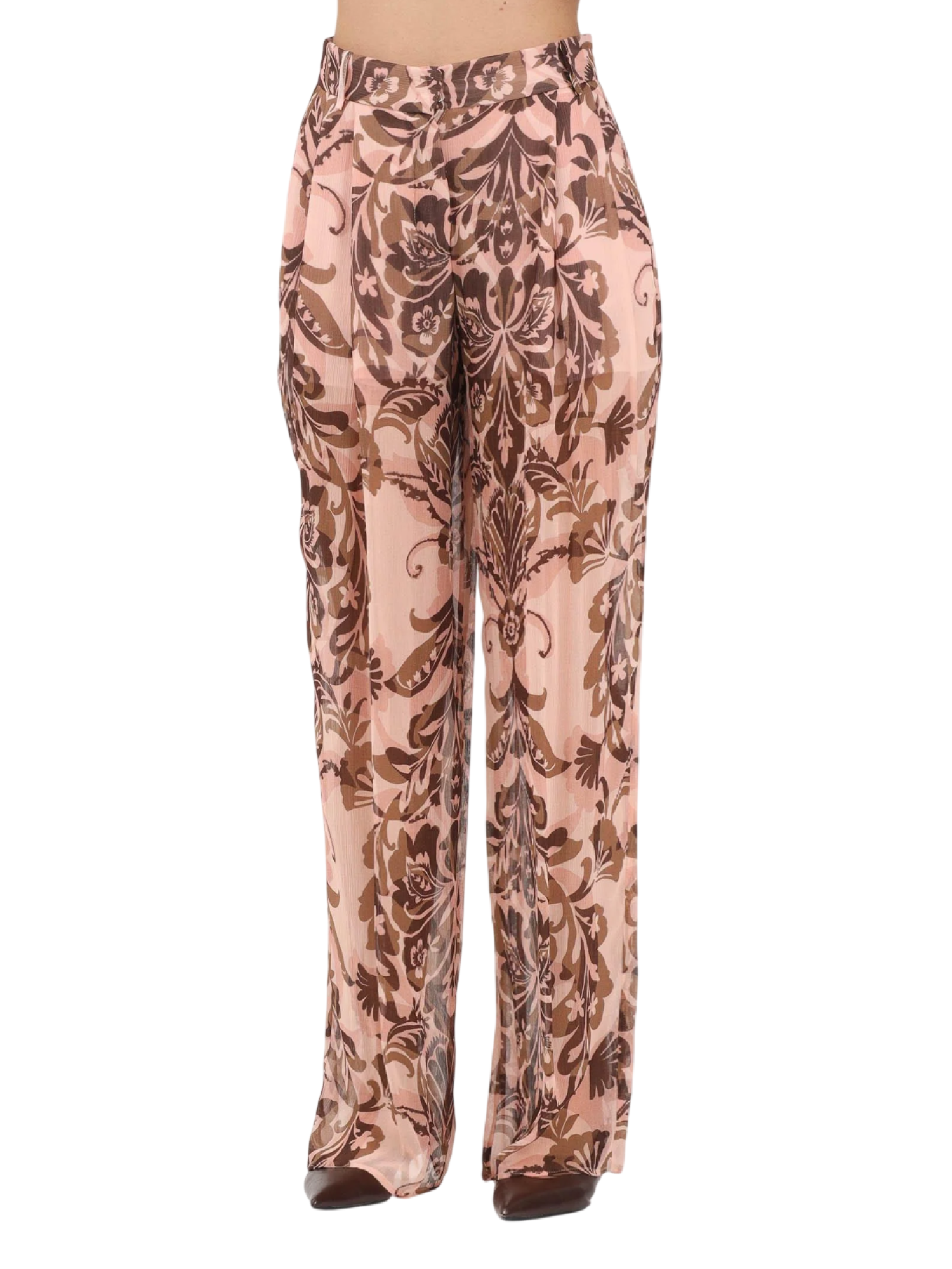 Simona Corsellini pantaloni palazzo in fantasia rosa beige P26CPPA02501 0697 SIMONA CORSELLINI