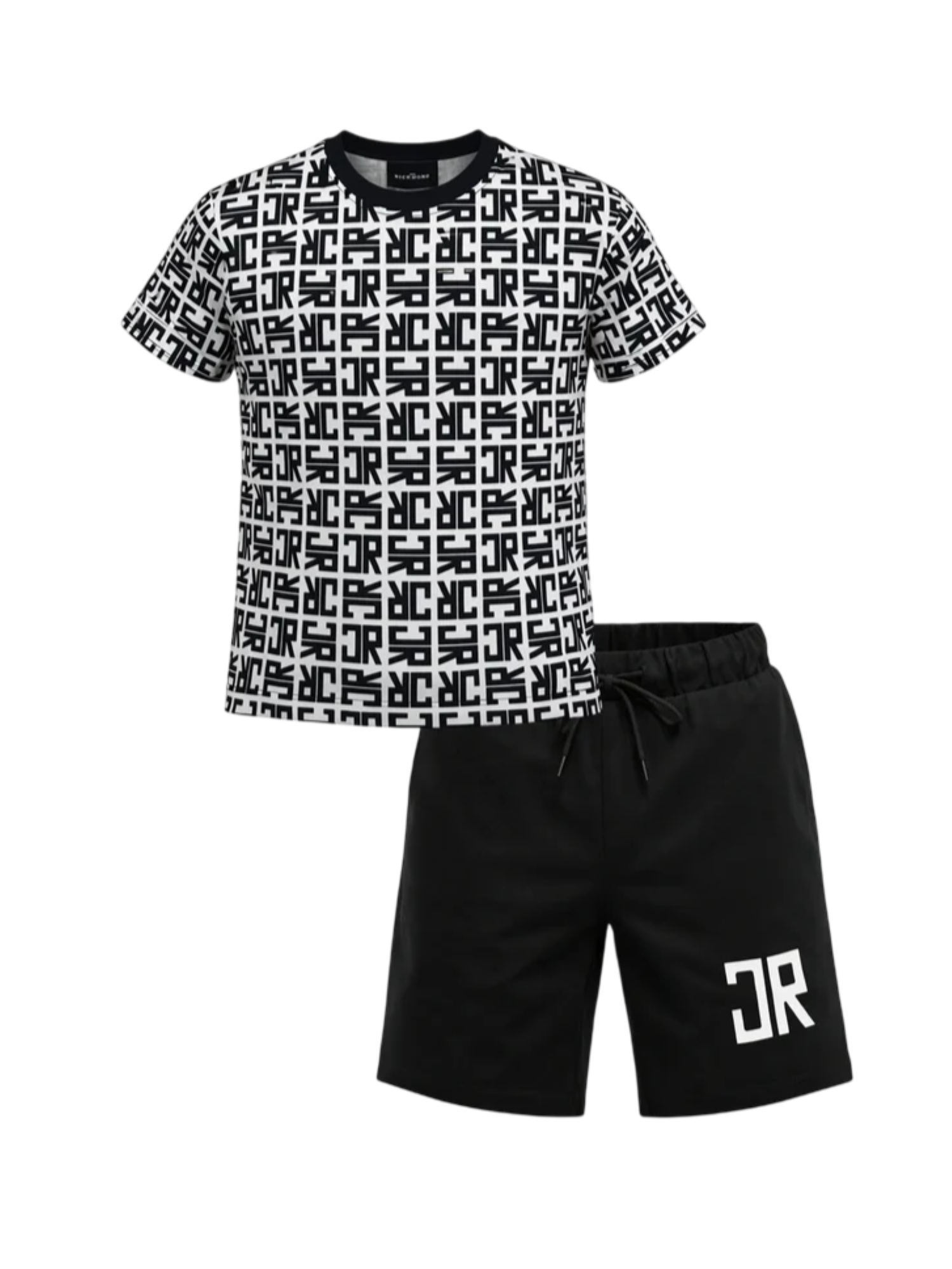 John Richmond completo bambino T-shirt e bermuda nero bianco RBP26004CJ JR MONOGRAM-BLACK John RICHMOND