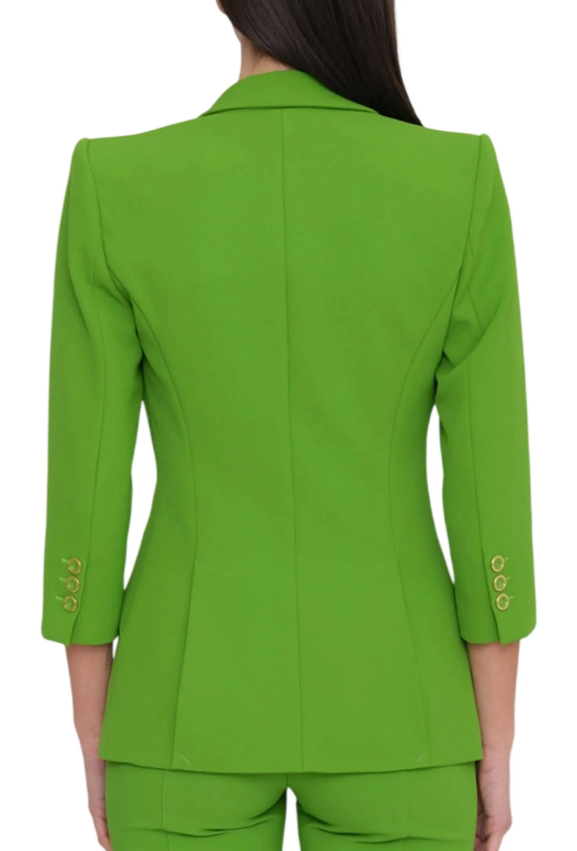 Elisabetta Franchi giacca blazer monopetto con dettagli logati verde GI21561 EV3 ELISABETTA FRANCHI
