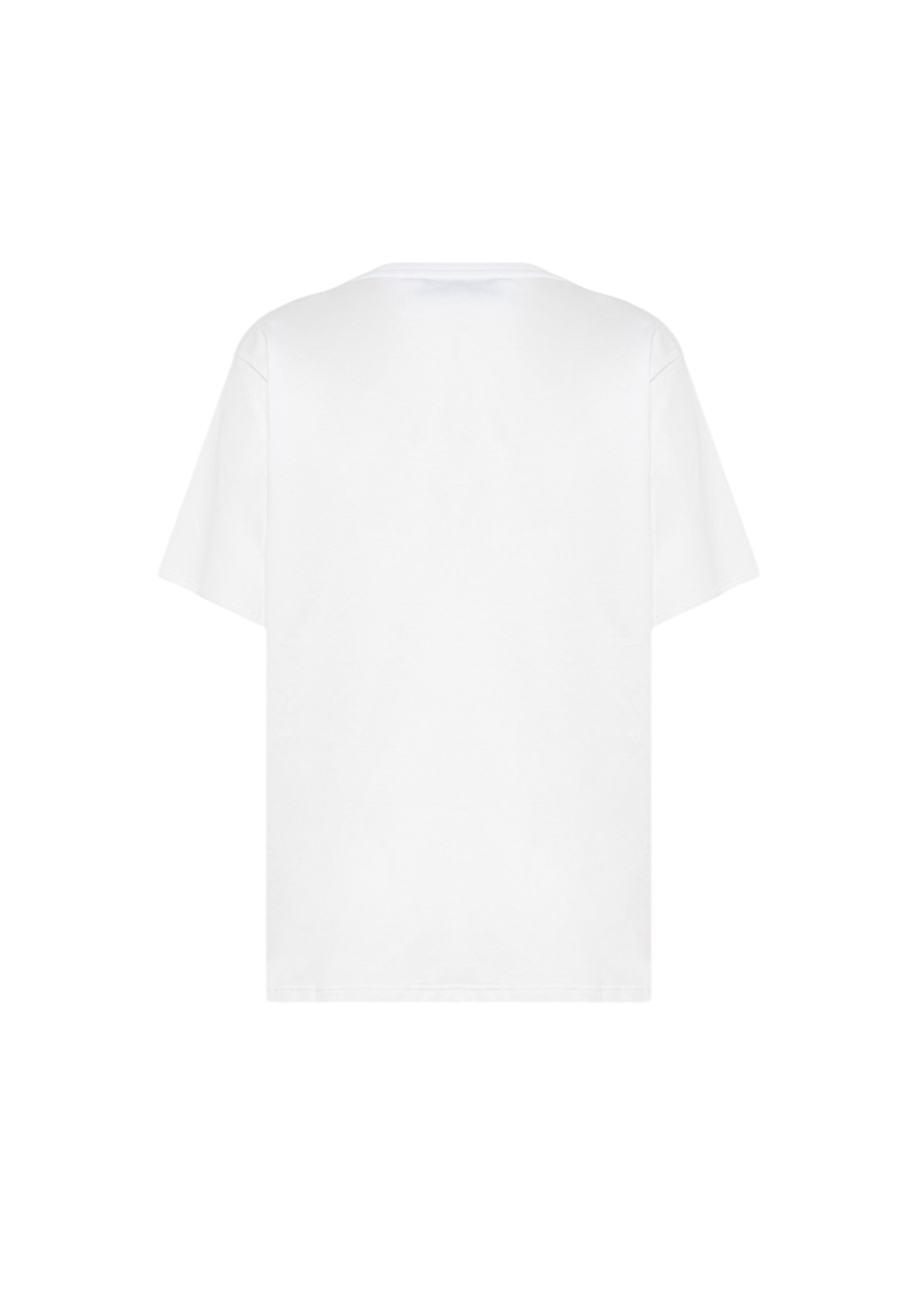 Blugirl T-shirt manica corta donna logo strass bianco RA6043J3841 11111 BLUGIRL