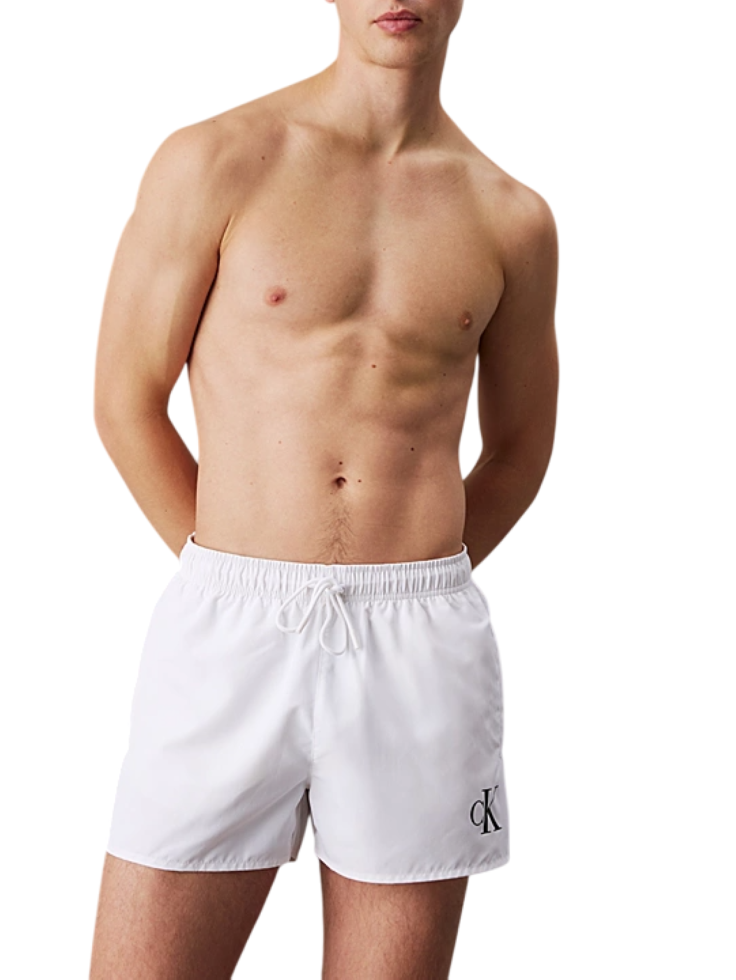 Calvin Klein boxer mare corti con logo monogram bianco KM0KM01099 YCD Calvin Klein Beachwear