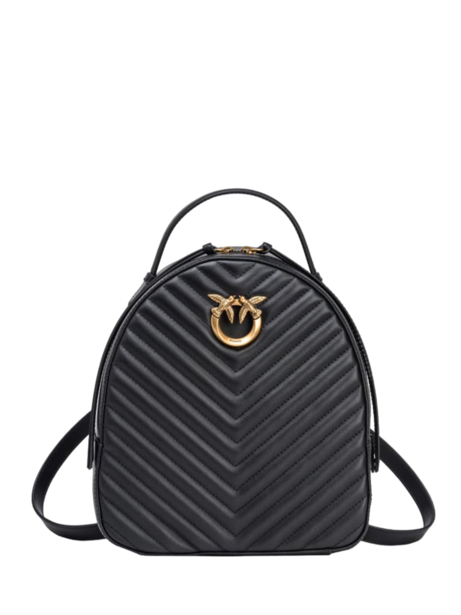 Pinko zaino Love Click Classic in pelle chevron nero oro 102530-A1J2 Z99Q PINKO