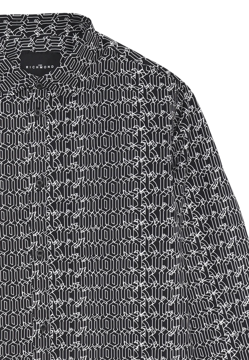 John Richmond camicia manica lunga Massy in fantasia logata nero bianco RBP25237CA MOD.GOTIC John RICHMOND