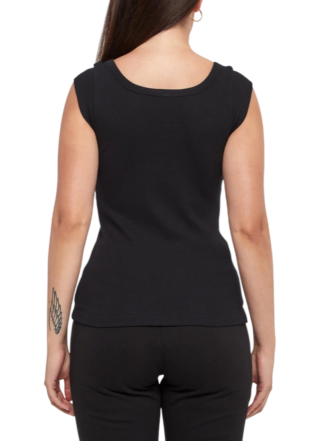 Pinko top Tenace a costine con logo nero 105511-A2RC Z99 PINKO