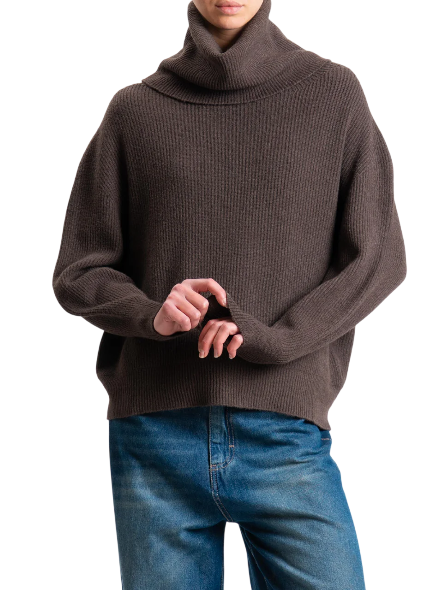 Haveone maglia dolcevita a costine marrone MMG-P346 CACAO HAVEONE