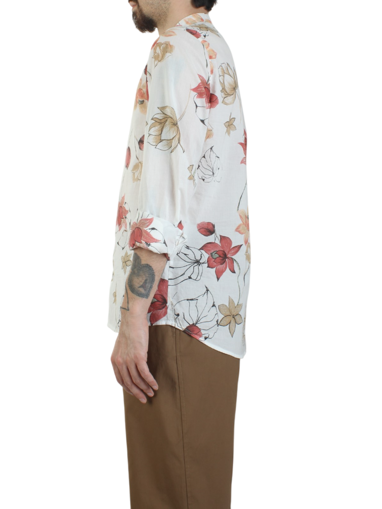 Alta Tensione camicia alla coreana in fantasia bianco 3261-MORA UNICO ALTA TENSIONE