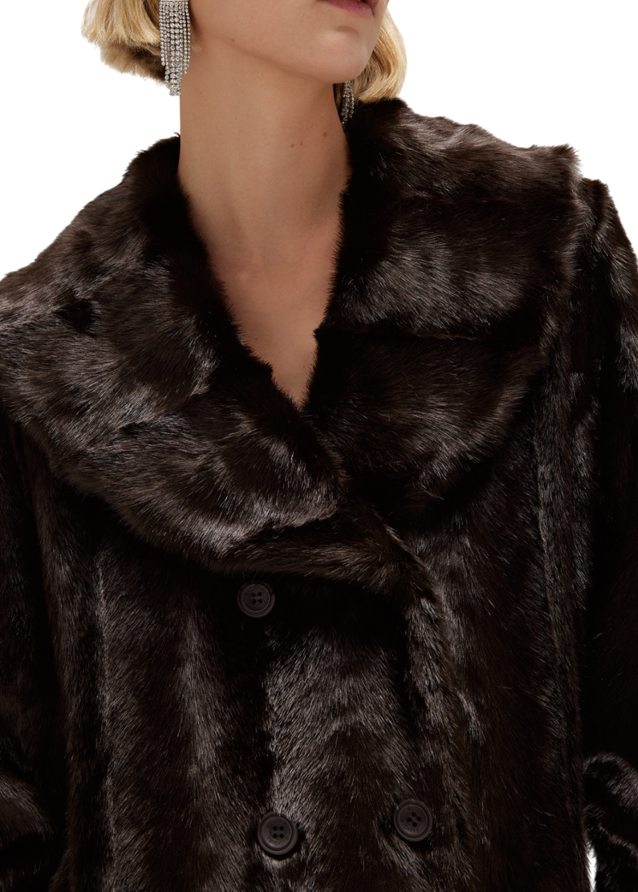 Blugirl pelliccia ecologica lunga doppiopetto marrone RF5141E0854 90840 BLUGIRL