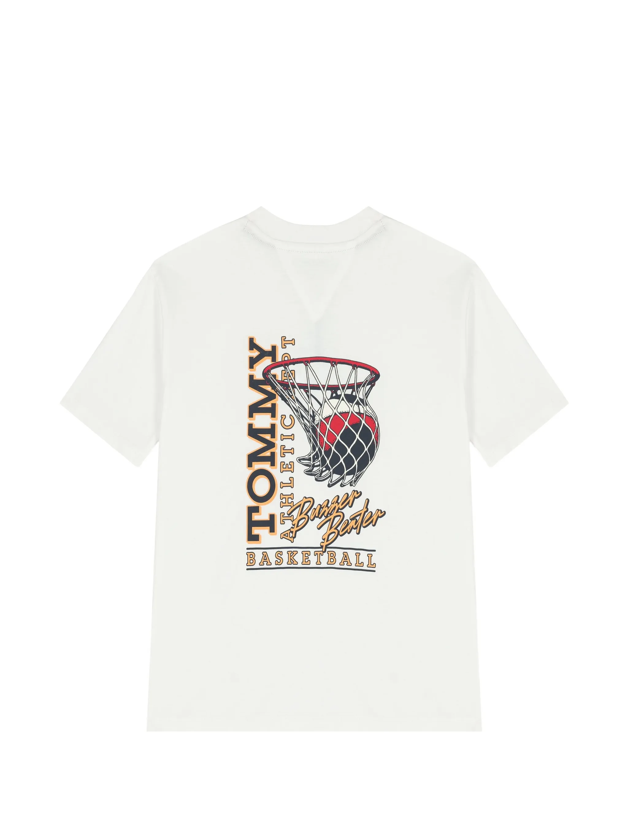 Tommy Hilfiger T-shirt bambino in jersey con stampe basketball bianco KB0KB10194 YBR Tommy Hilfiger